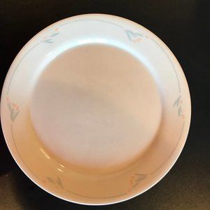 1 VINTAGE CORELLE WINDFLOWER DINNER PLATE, BEIGE W/ PEACH FLOWER